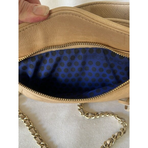 Rebecca Minkoff Leather Crossbody Shoulder Bag Gold Chain Strap Zipper Expander - Picture 5 of 12